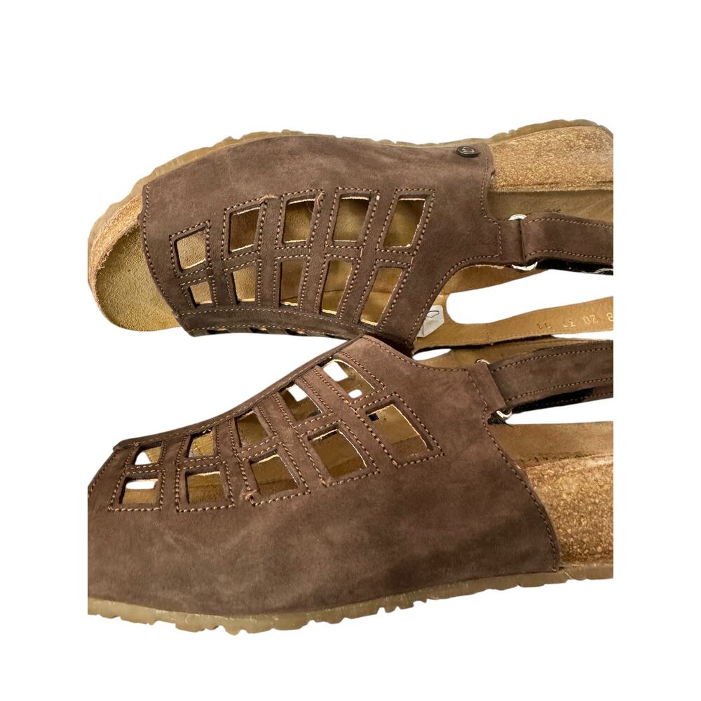 Haflinger Sandal Size 7 Slingback Women's Ts Morgan Slate Flat Footbed Leather - Picture 3 of 13